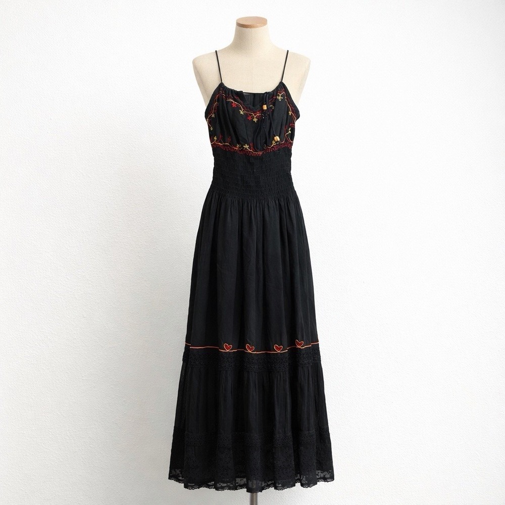 Fashion Terminal Fairy Milkmaid Dress OS NWT Black Boho Festival Hippie‎ Lace